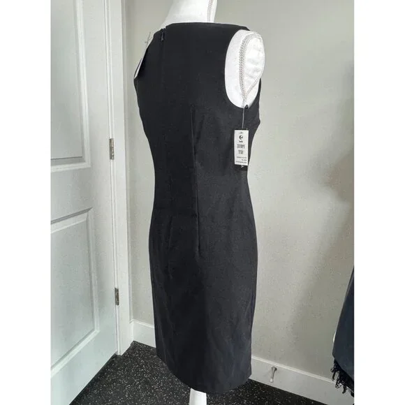 AGB Petite 2-Piece Black Sheath Dress With Vibrant Abstract Print Bolero Jacket - Picture 6 of 16